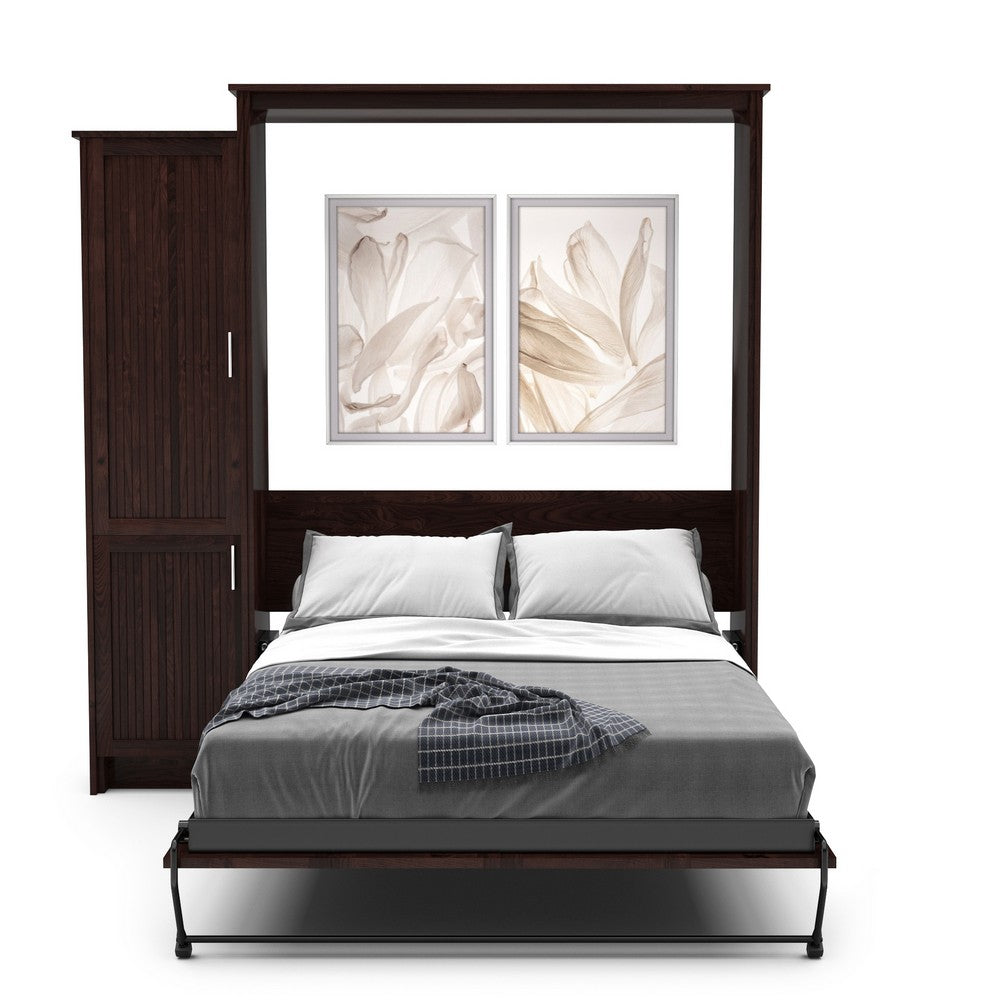Full Size Murphy Bed - Left Cabinet, Beadboard Style, Brushed Nickel Pulls - Murphy Door, Inc.