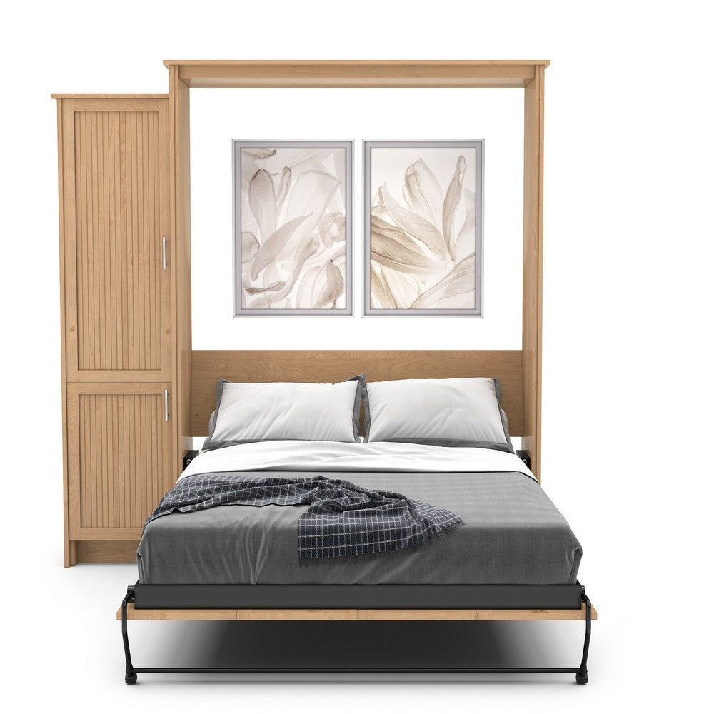 Full Size Murphy Bed - Left Cabinet, Beadboard Style, Brushed Nickel Pulls - Murphy Door, Inc.