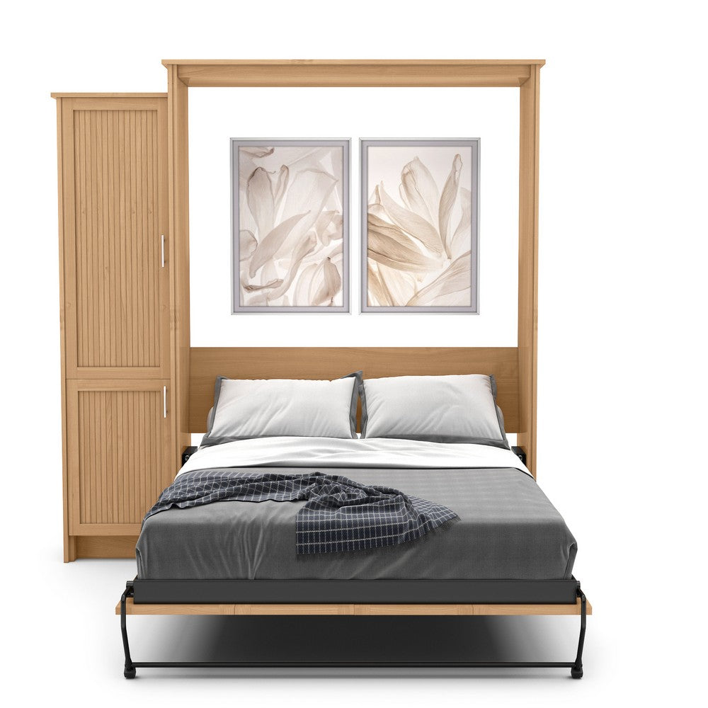 Full Size Murphy Bed - Left Cabinet, Beadboard Style, Brushed Nickel Pulls - Murphy Door, Inc.