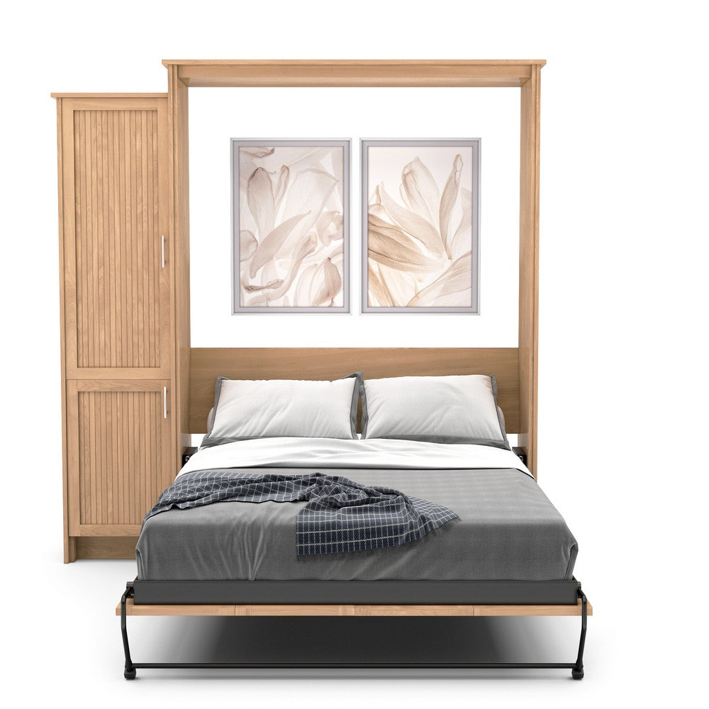 Full Size Murphy Bed - Left Cabinet, Beadboard Style, Brushed Nickel Pulls - Murphy Door, Inc.