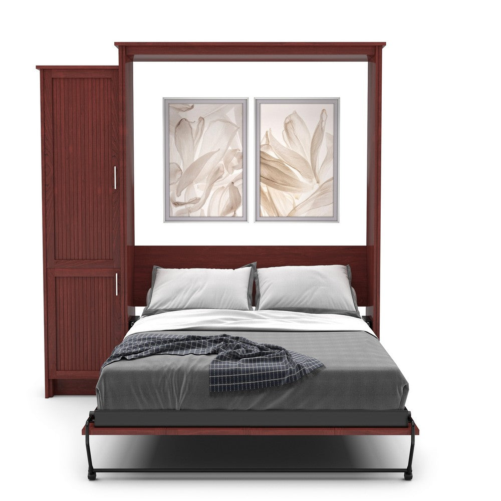 Full Size Murphy Bed - Left Cabinet, Beadboard Style, Brushed Nickel Pulls - Murphy Door, Inc.