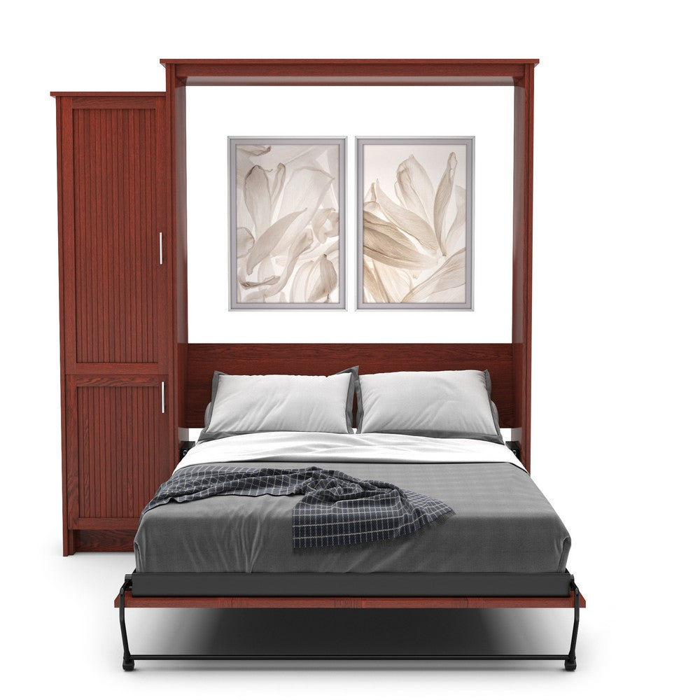 Full Size Murphy Bed - Left Cabinet, Beadboard Style, Brushed Nickel Pulls - Murphy Door, Inc.