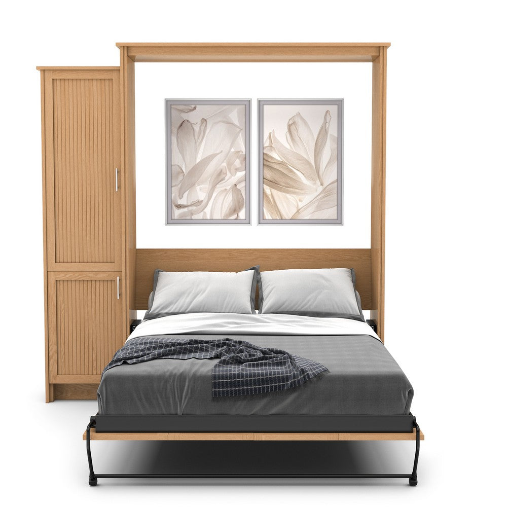 Full Size Murphy Bed - Left Cabinet, Beadboard Style, Brushed Nickel Pulls - Murphy Door, Inc.