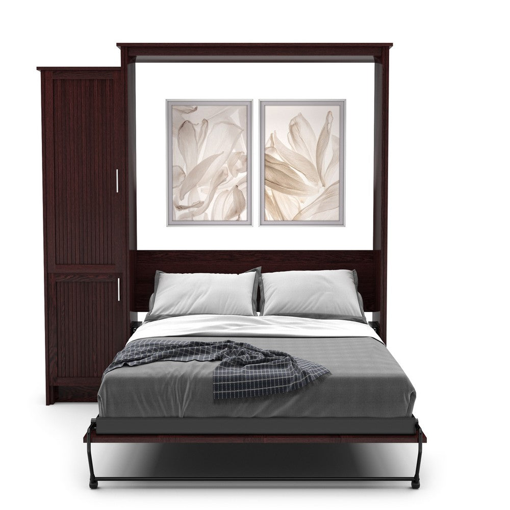 Full Size Murphy Bed - Left Cabinet, Beadboard Style, Brushed Nickel Pulls - Murphy Door, Inc.