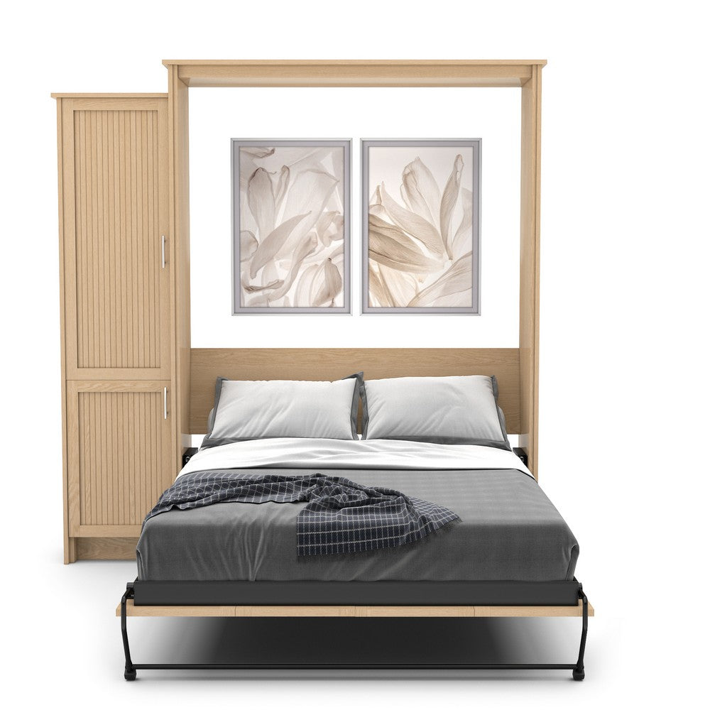 Full Size Murphy Bed - Left Cabinet, Beadboard Style, Brushed Nickel Pulls - Murphy Door, Inc.