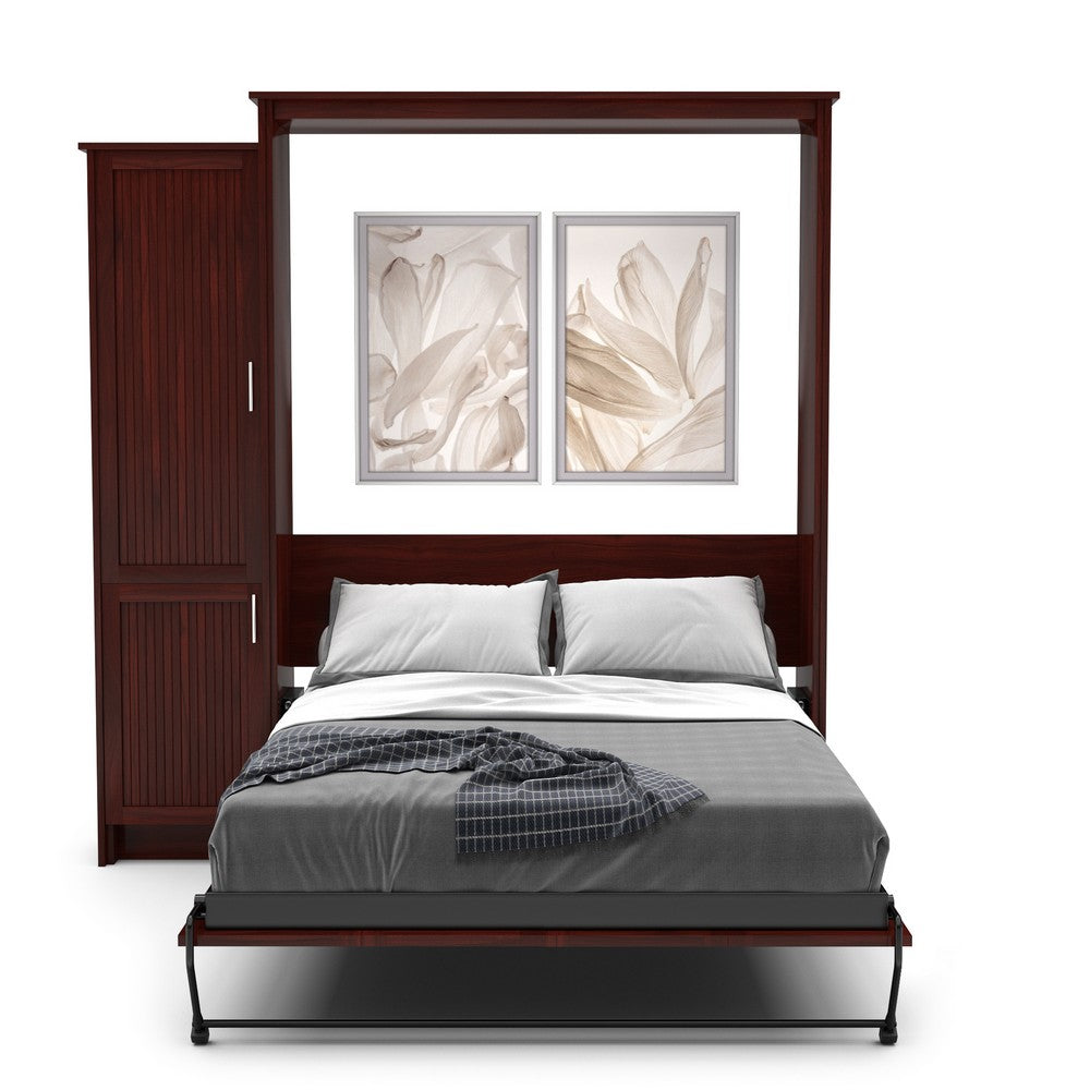 Full Size Murphy Bed - Left Cabinet, Beadboard Style, Brushed Nickel Pulls - Murphy Door, Inc.