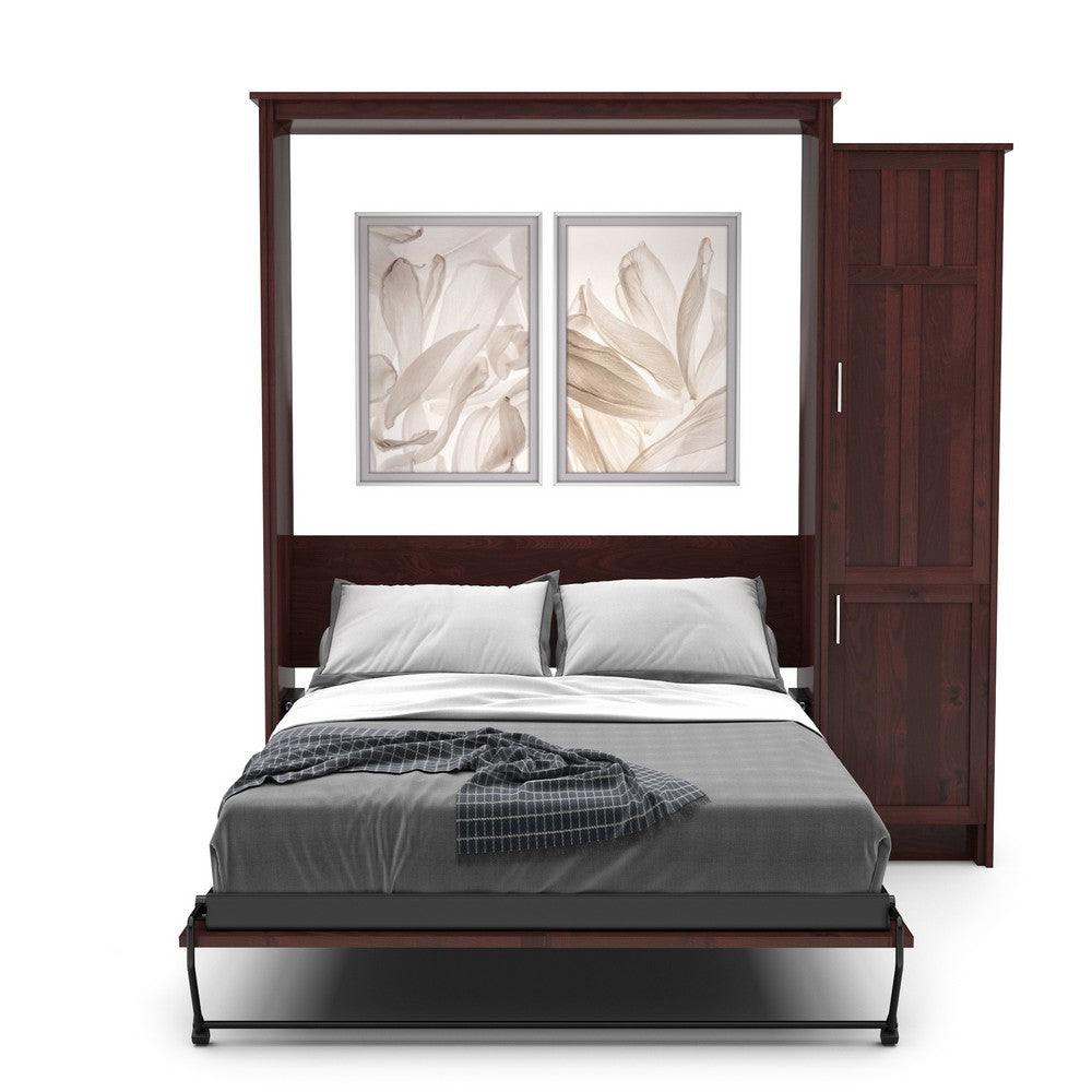 Twin Size Murphy Bed - Right Cabinet, Craftsman Style, Brushed Nickel Pulls - Murphy Door
