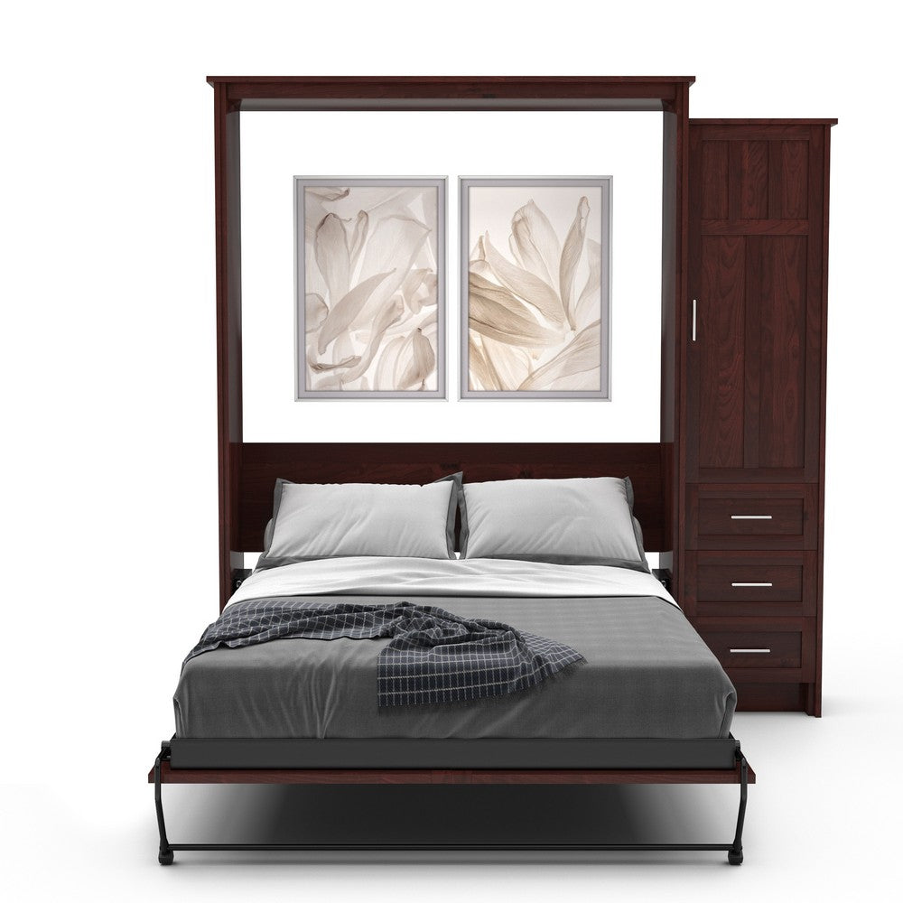 Twin Size Murphy Bed - Right Cabinet, Craftsman Style, Brushed Nickel Pulls - Murphy Door