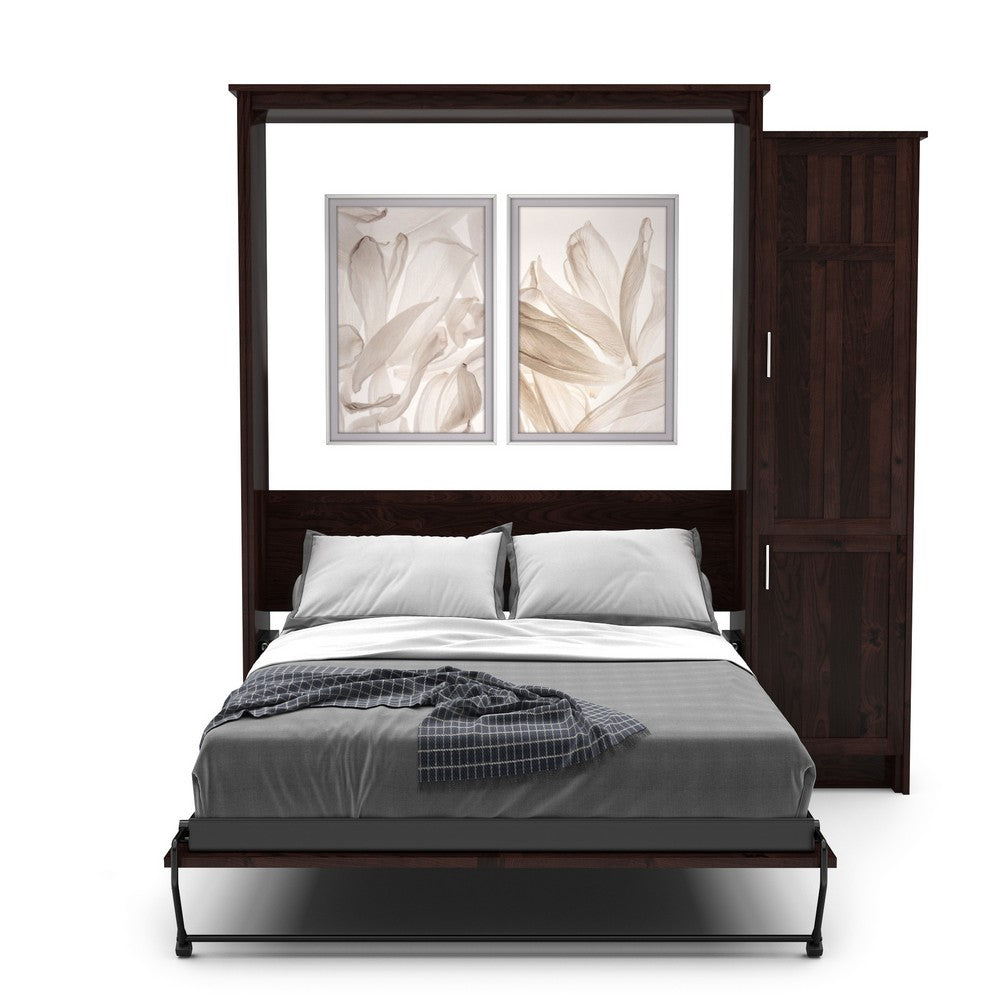 Twin Size Murphy Bed - Right Cabinet, Craftsman Style, Brushed Nickel Pulls - Murphy Door