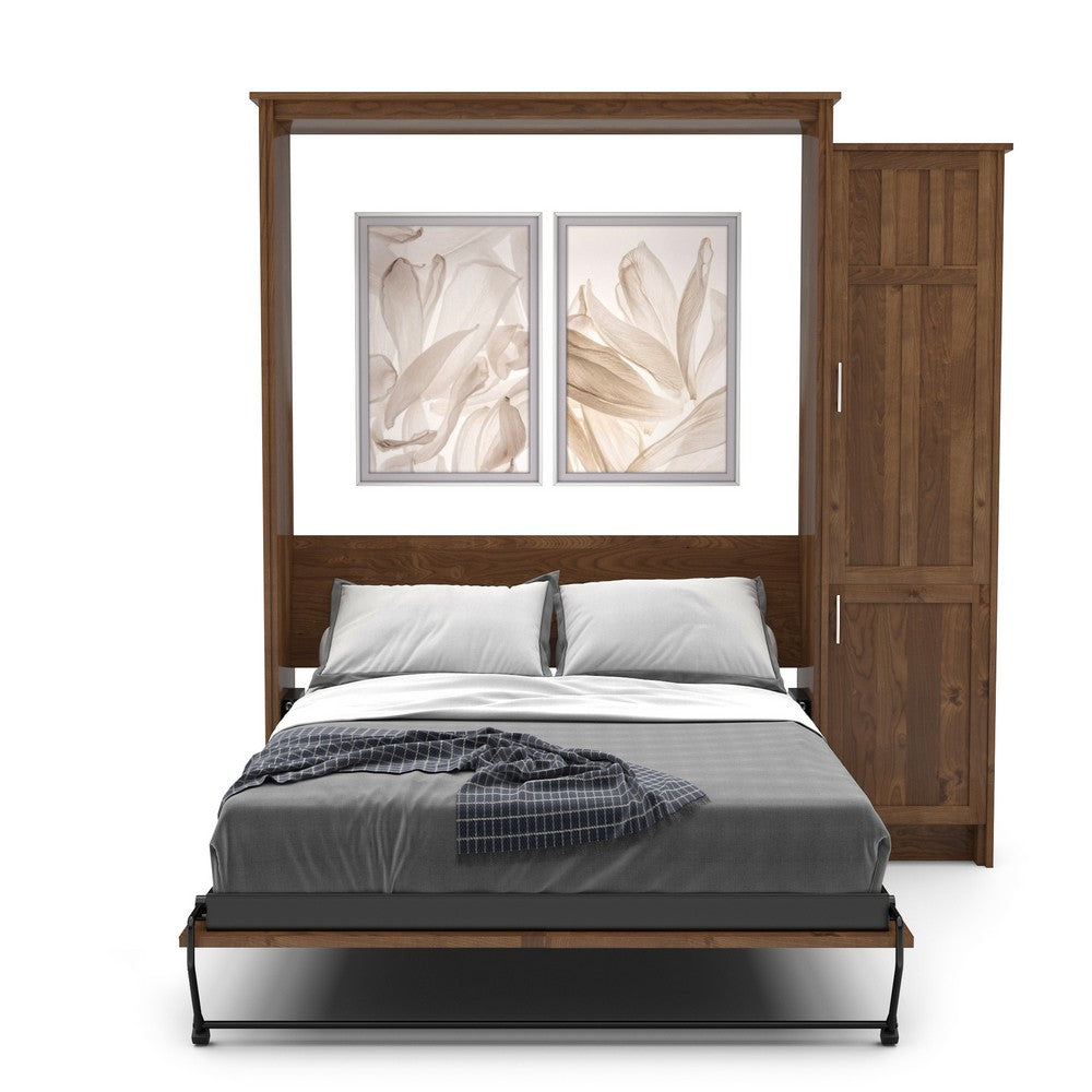 Twin Size Murphy Bed - Right Cabinet, Craftsman Style, Brushed Nickel Pulls - Murphy Door