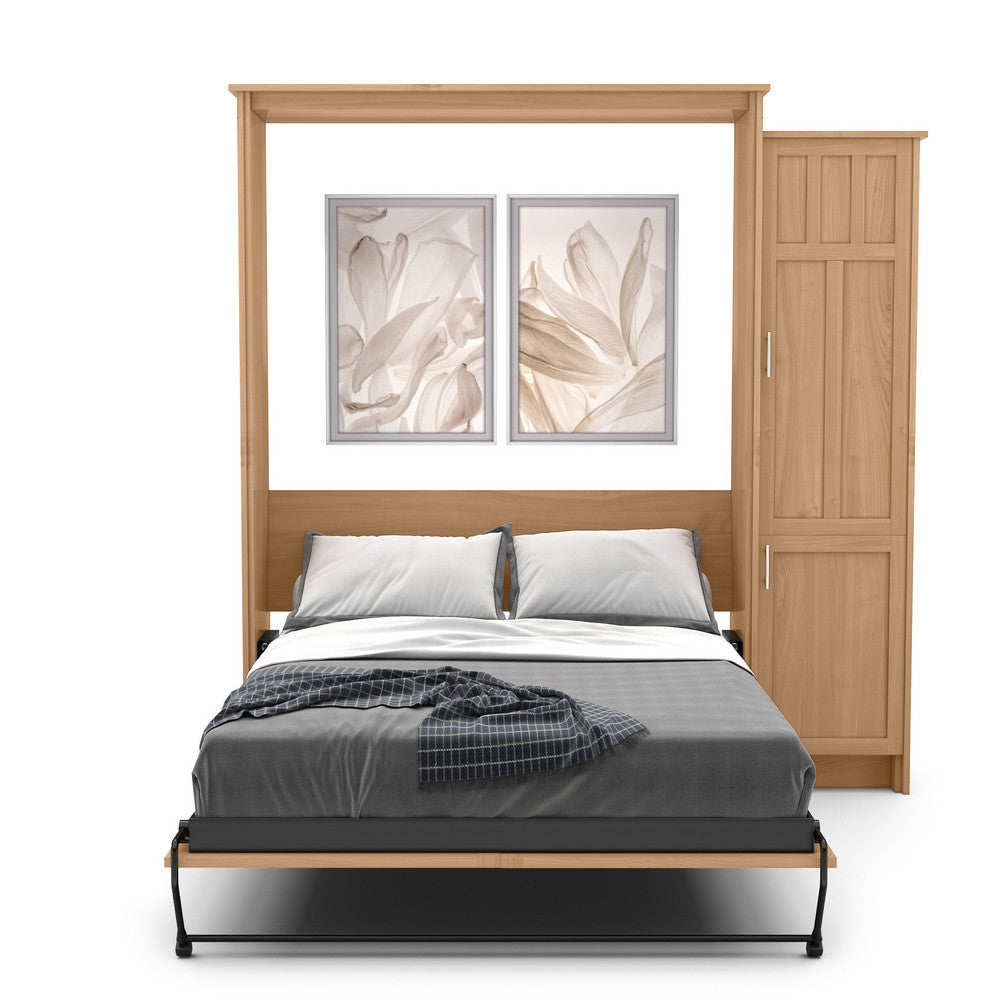 Twin Size Murphy Bed - Right Cabinet, Craftsman Style, Brushed Nickel Pulls - Murphy Door