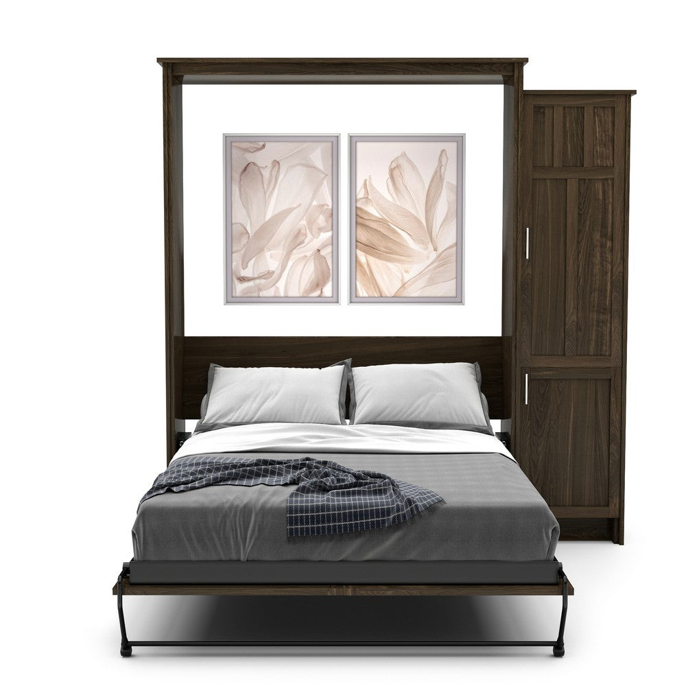 Twin Size Murphy Bed - Right Cabinet, Craftsman Style, Brushed Nickel Pulls - Murphy Door