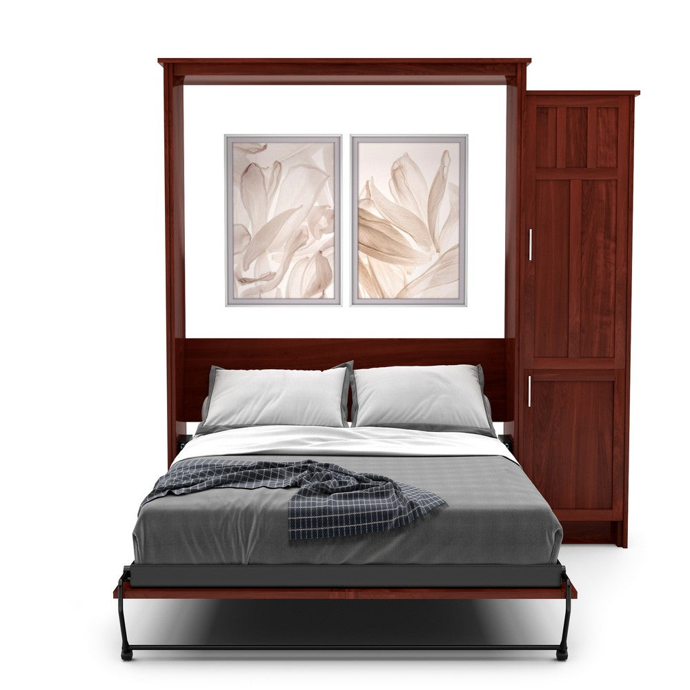 Twin Size Murphy Bed - Right Cabinet, Craftsman Style, Brushed Nickel Pulls - Murphy Door