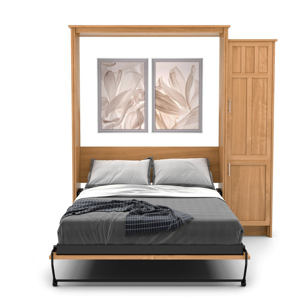 Twin Size Murphy Bed - Right Cabinet, Craftsman Style, Brushed Nickel Pulls - Murphy Door