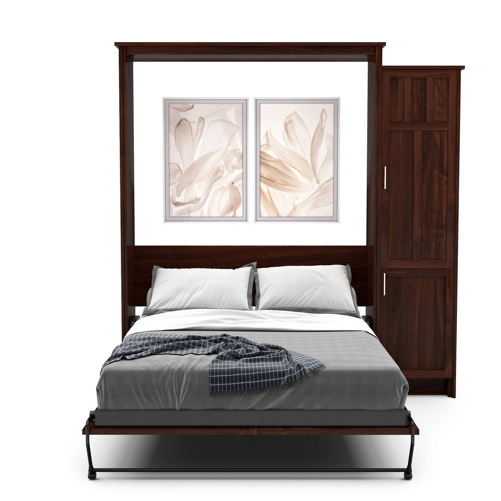 Twin Size Murphy Bed - Right Cabinet, Craftsman Style, Brushed Nickel Pulls - Murphy Door