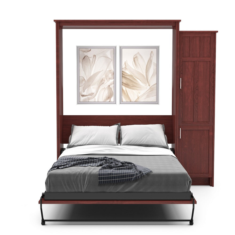 Twin Size Murphy Bed - Right Cabinet, Craftsman Style, Brushed Nickel Pulls - Murphy Door
