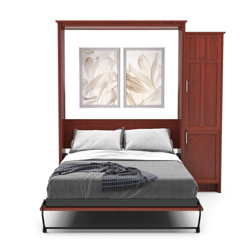 Twin Size Murphy Bed - Right Cabinet, Craftsman Style, Brushed Nickel Pulls - Murphy Door