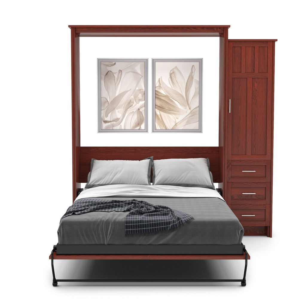 Twin Size Murphy Bed - Right Cabinet, Craftsman Style, Brushed Nickel Pulls - Murphy Door