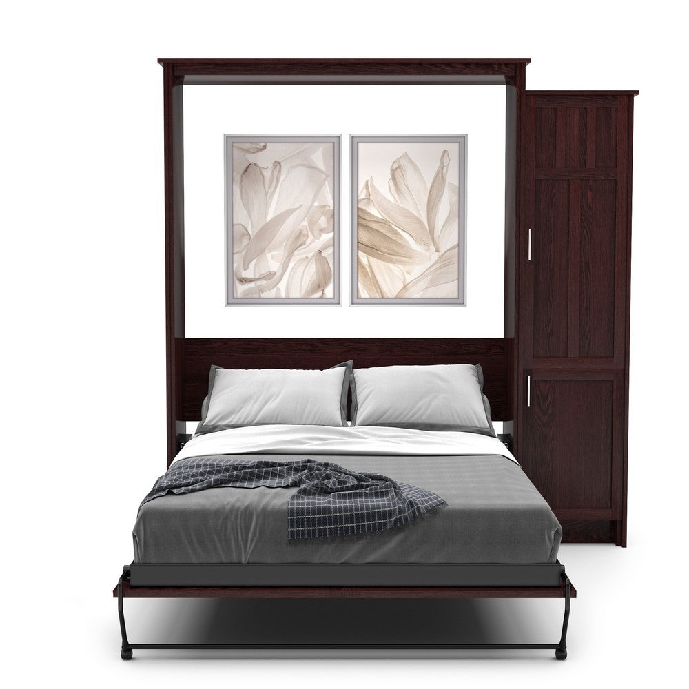 Twin Size Murphy Bed - Right Cabinet, Craftsman Style, Brushed Nickel Pulls - Murphy Door