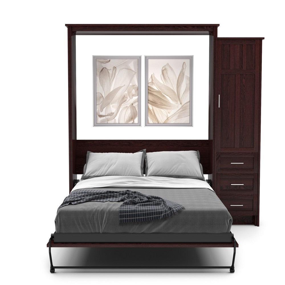 Twin Size Murphy Bed - Right Cabinet, Craftsman Style, Brushed Nickel Pulls - Murphy Door