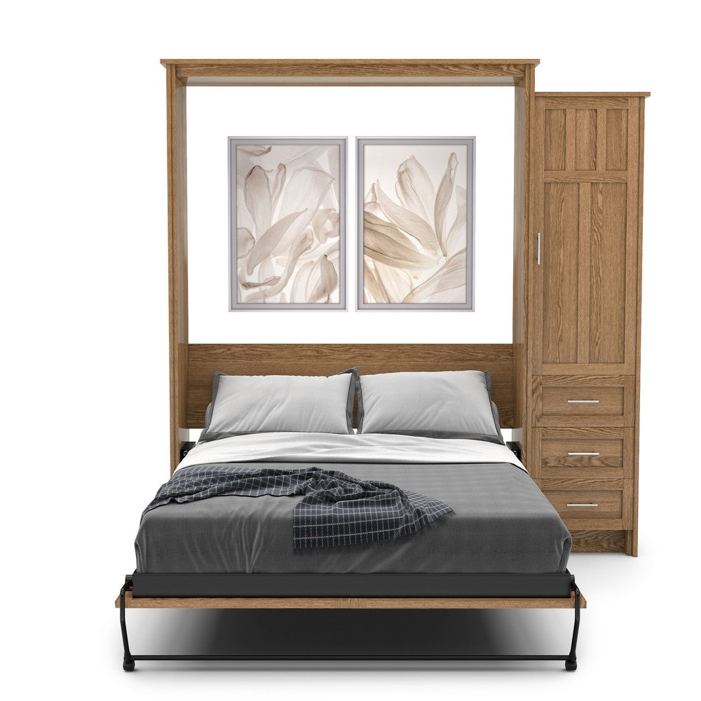 Twin Size Murphy Bed - Right Cabinet, Craftsman Style, Brushed Nickel Pulls - Murphy Door