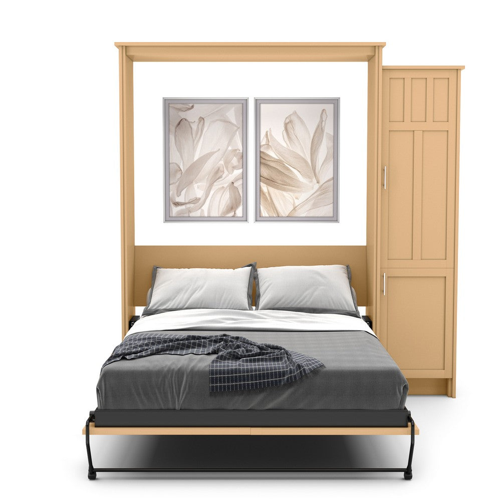 Twin Size Murphy Bed - Right Cabinet, Craftsman Style, Brushed Nickel Pulls - Murphy Door