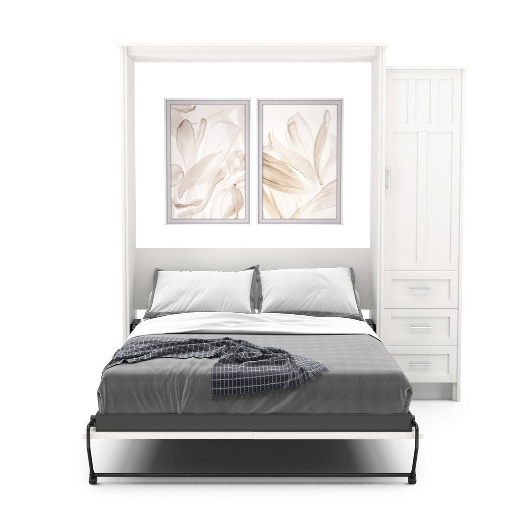 Twin Size Murphy Bed - Right Cabinet, Craftsman Style, Brushed Nickel Pulls - Murphy Door