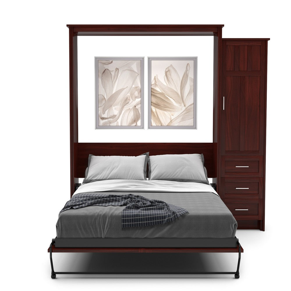Twin Size Murphy Bed - Right Cabinet, Craftsman Style, Brushed Nickel Pulls - Murphy Door