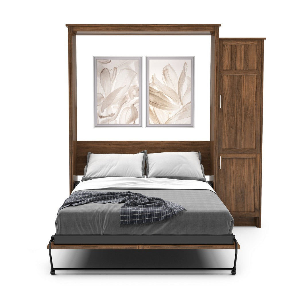 Twin Size Murphy Bed - Right Cabinet, Craftsman Style, Brushed Nickel Pulls - Murphy Door