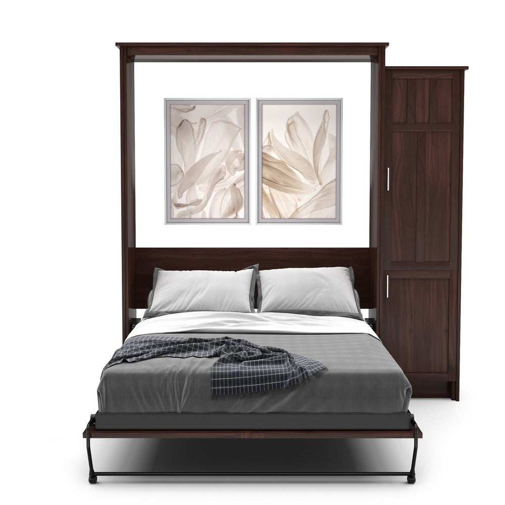 Twin Size Murphy Bed - Right Cabinet, Craftsman Style, Brushed Nickel Pulls - Murphy Door