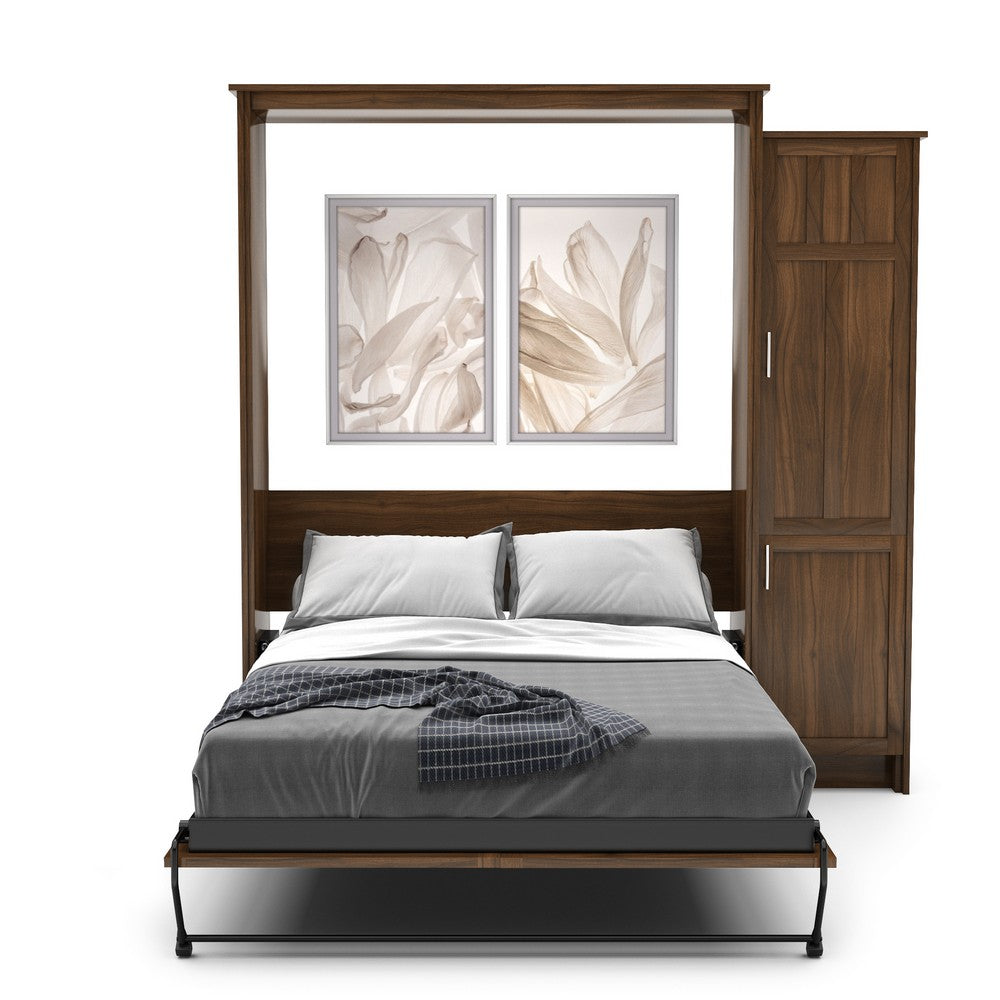 Twin Size Murphy Bed - Right Cabinet, Craftsman Style, Brushed Nickel Pulls - Murphy Door