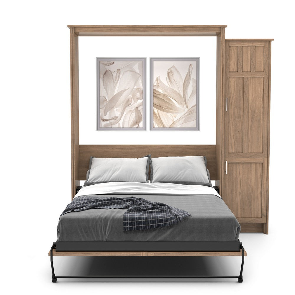 Twin Size Murphy Bed - Right Cabinet, Craftsman Style, Brushed Nickel Pulls - Murphy Door
