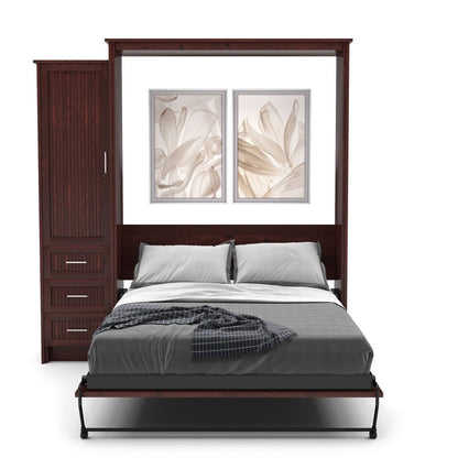 Full Size Murphy Bed - Left Cabinet, Beadboard Style, Brushed Nickel Pulls - Murphy Door, Inc.