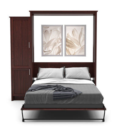Queen Size Murphy Bed - Left Cabinet, Beadboard Style, Brushed Nickel Pulls - Murphy Door, Inc.