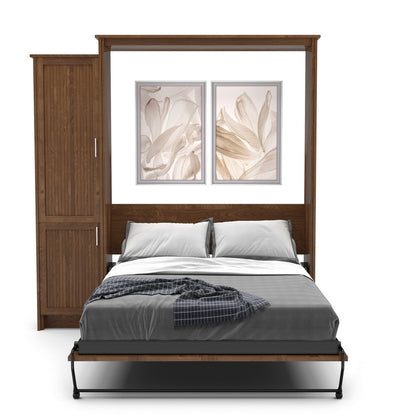 Full Size Murphy Bed - Left Cabinet, Beadboard Style, Brushed Nickel Pulls - Murphy Door, Inc.