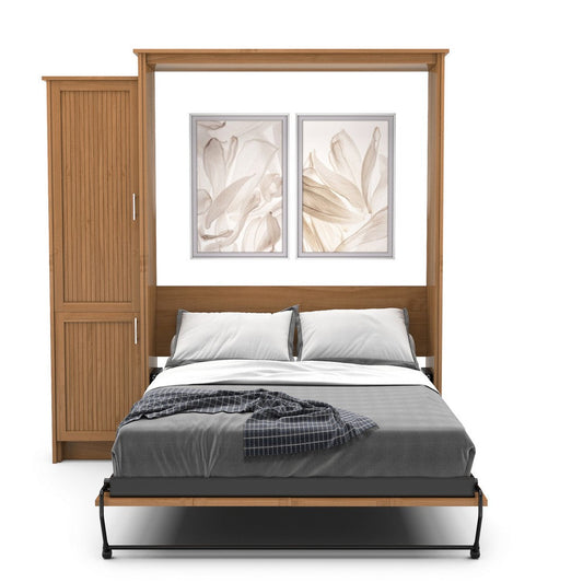 Queen Size Murphy Bed - Left Cabinet, Craftsman Style, Brushed Nickel Pulls