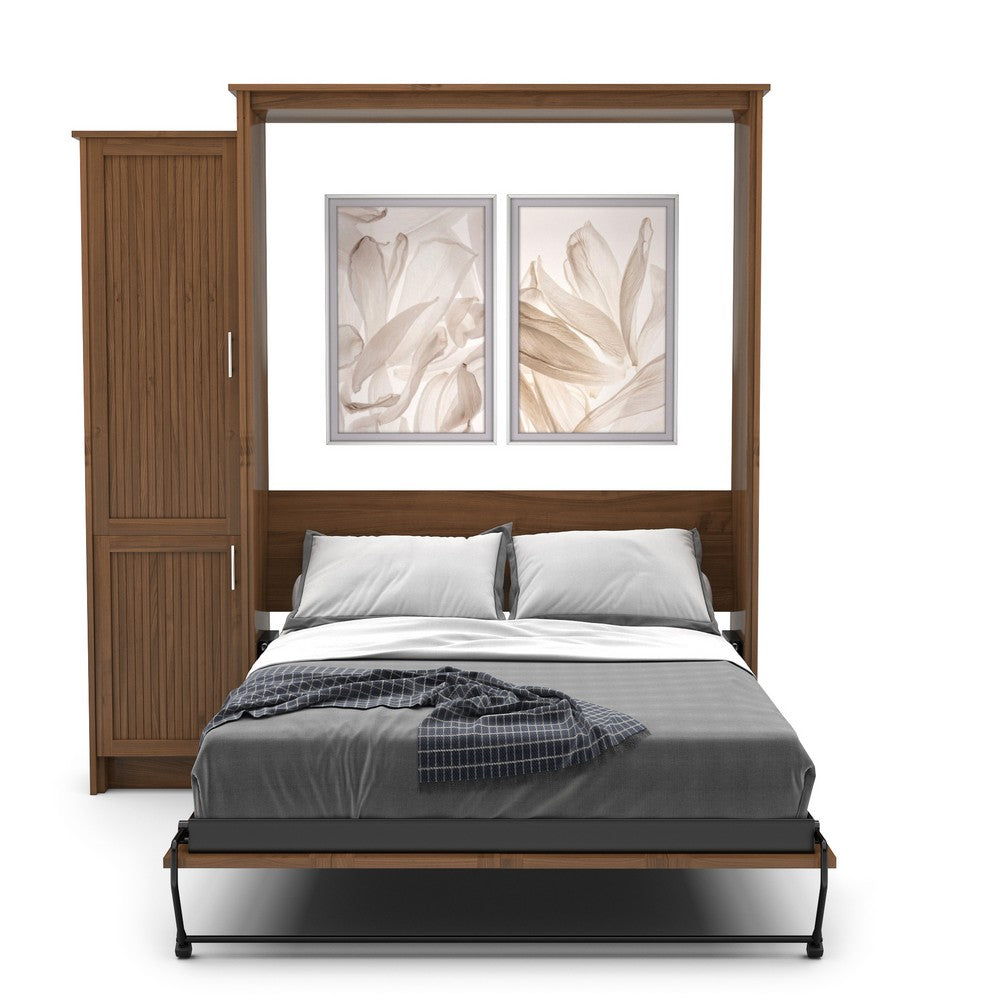 Queen Size Murphy Bed - Left Cabinet, Craftsman Style, Brushed Nickel Pulls