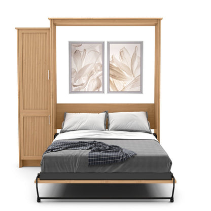 Full Size Murphy Bed - Left Cabinet, Beadboard Style, Brushed Nickel Pulls - Murphy Door, Inc.