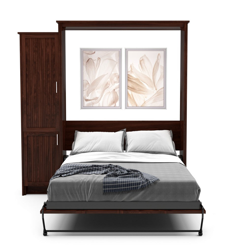 Full Size Murphy Bed - Left Cabinet, Beadboard Style, Brushed Nickel Pulls - Murphy Door, Inc.