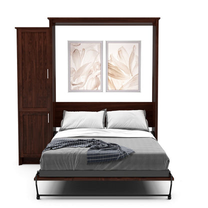 Full Size Murphy Bed - Left Cabinet, Beadboard Style, Brushed Nickel Pulls - Murphy Door, Inc.