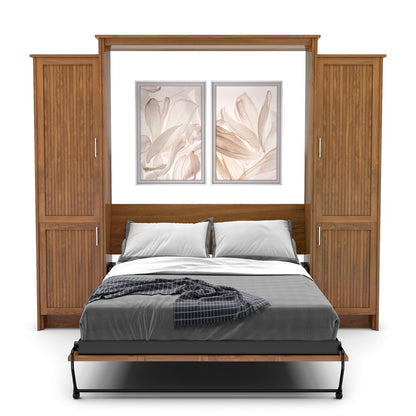 Full Size Murphy Bed - Left & Right Cabinet, Beadboard Style, Brushed Nickel Pulls - Murphy Door