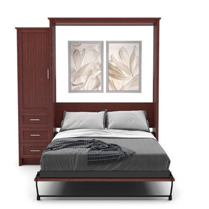 Queen Size Murphy Bed - Left Cabinet, Beadboard Style, Brushed Nickel Pulls - Murphy Door, Inc.