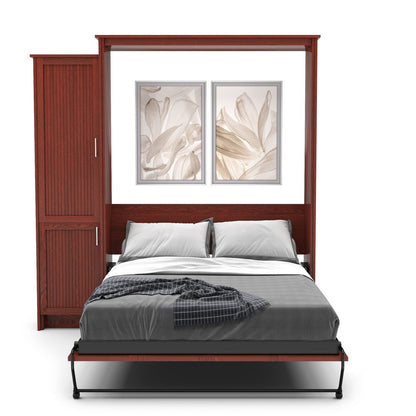Full Size Murphy Bed - Left Cabinet, Beadboard Style, Brushed Nickel Pulls - Murphy Door, Inc.