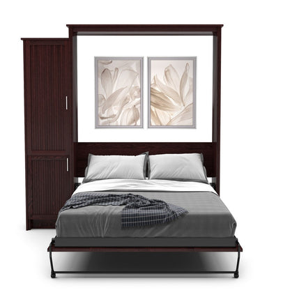 Twin Size Murphy Bed - Left Cabinet, Beadboard Style, Brushed Nickel Pulls - Murphy Door, Inc.