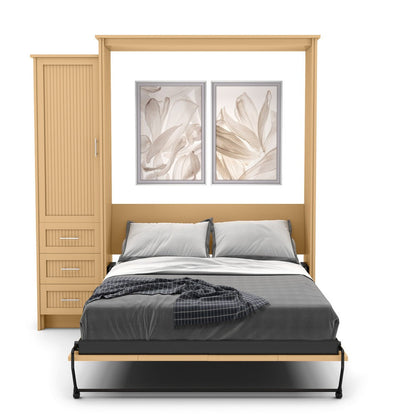 Full Size Murphy Bed - Left Cabinet, Beadboard Style, Brushed Nickel Pulls - Murphy Door, Inc.