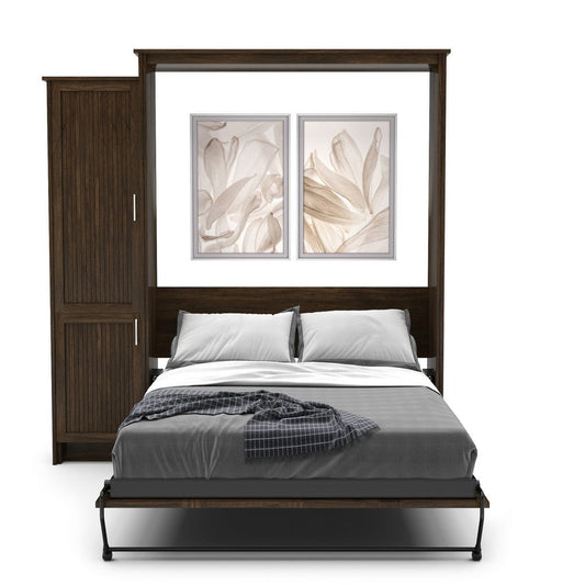 Twin Size Murphy Bed - Left Cabinet, Shaker Style, Brushed Nickel Pulls