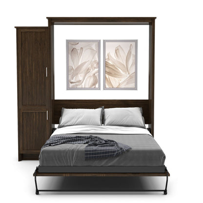 Full Size Murphy Bed - Left Cabinet, Shaker Style, Brushed Nickel Pulls