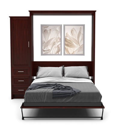 Full Size Murphy Bed - Left Cabinet, Beadboard Style, Brushed Nickel Pulls - Murphy Door, Inc.
