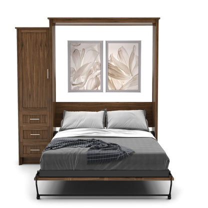 Full Size Murphy Bed - Left Cabinet, Beadboard Style, Brushed Nickel Pulls - Murphy Door, Inc.