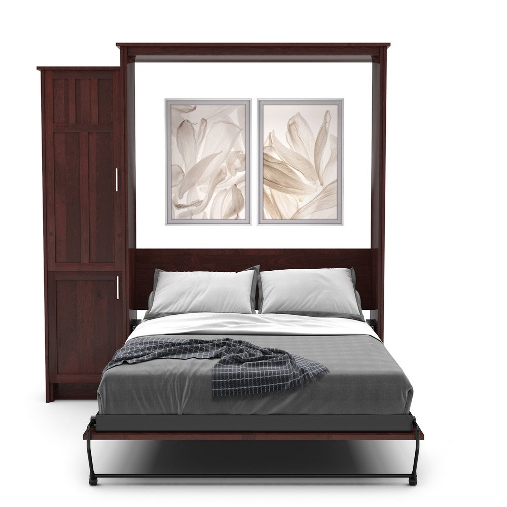 Twin Size Murphy Bed - Left Cabinet, Craftsman Style, Brushed Nickel Pulls